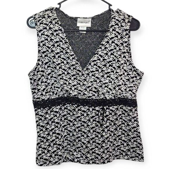 Fashion Bug Vintage 90s Women's Floral Metallic Babydoll Tank Top size Large - Picture 1 of 6